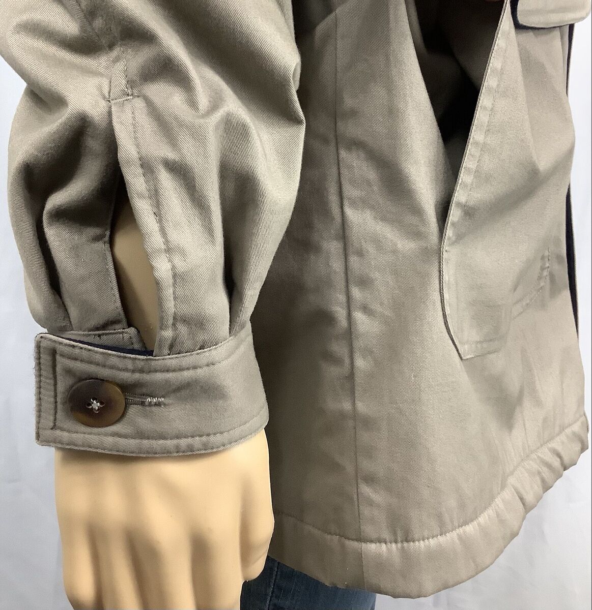 L.L. BEAN Canvas Wool Lined Leather Collar Chore Yard Coat L.L. BEAN Canvas Wool Lined Leather Collar Chore Yard Coat