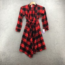 Stars Above Perfectly Cozy Flannel Robe Womens XS/S Red Plaid Long Sleeve NEW