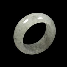 Size 5 Certified Grade A 100 Natural Black Green Icy Jadeite Jade Ring 04777