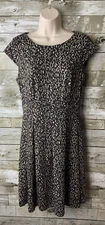 I.N. Studio Womens Cap Sleeve Animal Print Dress Size M