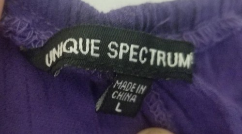 Unique Spectrum Blouse Large Purple Elastic Scoop Neck 3/4 Slv Lace Trim L/W EUC - Picture 11 of 13
