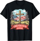 New ListingOne Nation Under God Cross Jesus Usa Flag Faith Christian T-Shirt