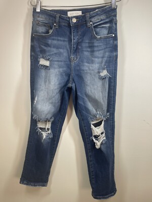 Risen Jeans Size 9/29 Distressed Light Wash 5-pocket High Rise Tapered Leg