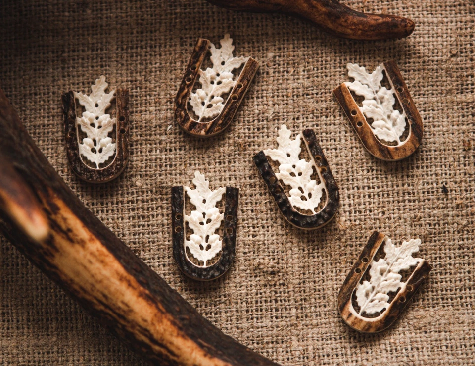 Sewing Buttons | Natural Antler Flatback Fasteners For Crafts, DIY, Clothing - Image 2 of 4