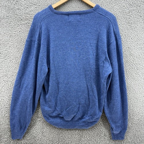 Maglione London Fog taglia XL alto vintage blu royal acrilico scollo a V made in USA - Foto 6 di 6
