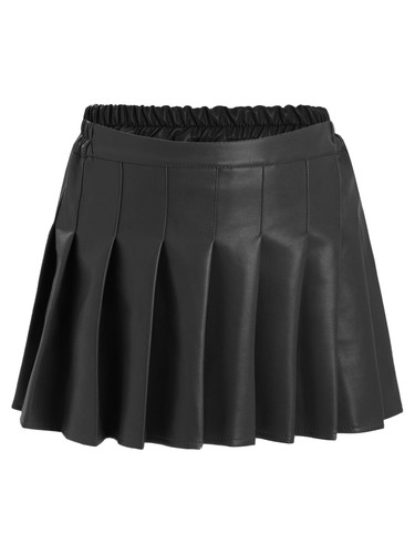 Kids Girls Short Dress A Line Skirt Cosplay Miniskirt Pleated Leather Church PU - Picture 17 of 31