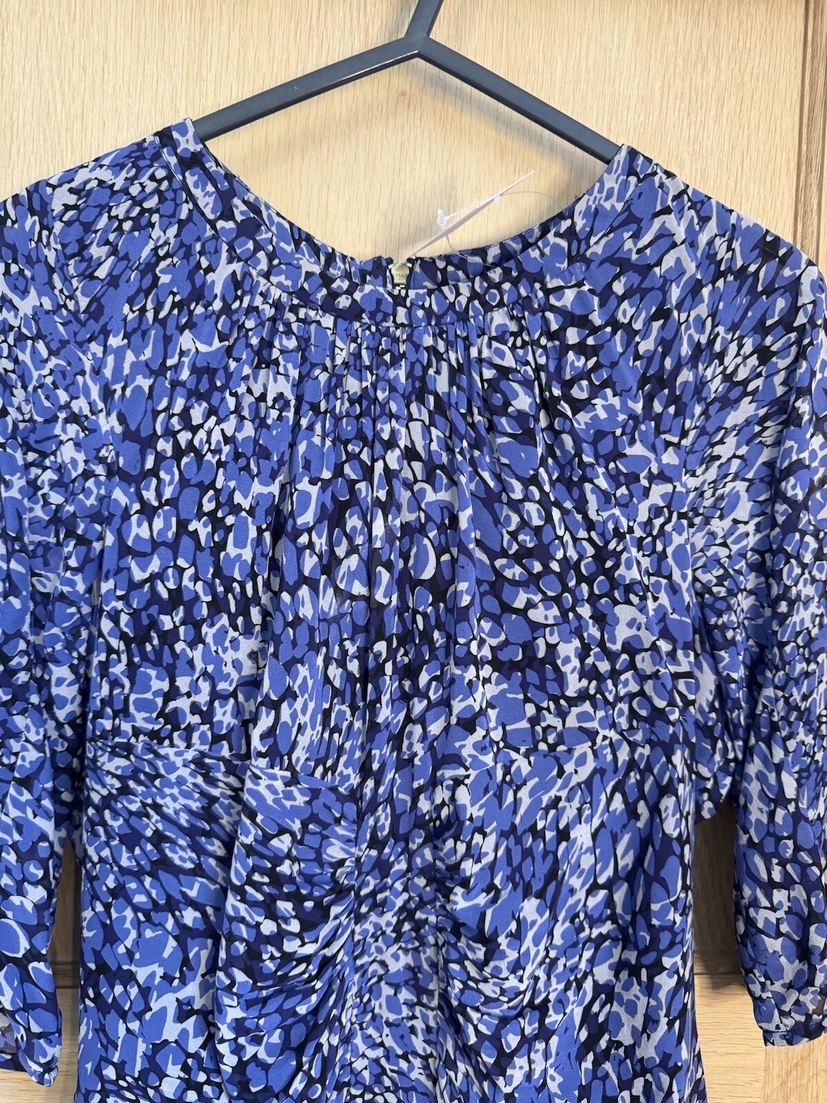 Whistles Bella Dress Bodycon UK 14 Blue Multi Petal Stretch Silk ASO