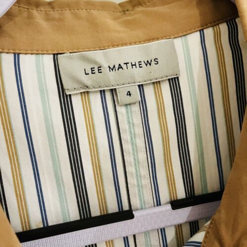 Lee Matthews Dress Size 4 (Large) Blue Stripes Shirt Dress Midi Pockets - Picture 3 of 9