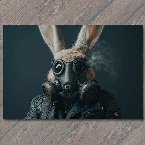 Art Print Creepy Bunny Gas Mask Leather Jacket Grunge Cyberpunk Dark ...