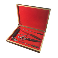 BARSET Öffner 50er 60er HOLZ Teak Edelstahl MID CENTURY Koffer Hausbar