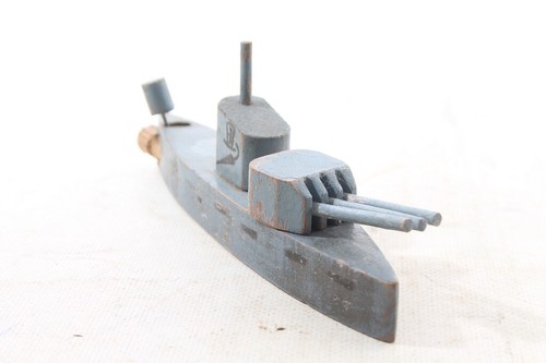 1 x vecchia nave nave in legno con siluro giocattolo navi affondare seconda guerra mondiale vintage - Foto 3 di 11