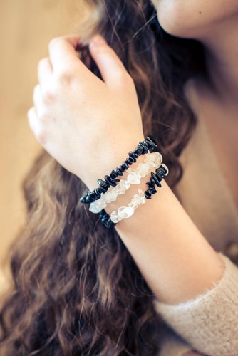 Schwarzer Turmalin Schörl Splitterarmband Edelstein Armband Heilstein - Bild 7 von 7