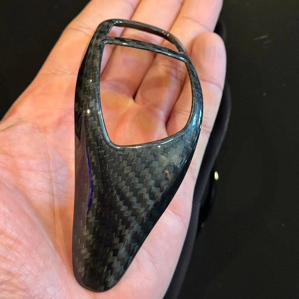 Juego de perilla de cambio de marchas de fibra de carbono real y cubierta de ajuste base para BMW Serie 2 3 4 Foto 3 de 4