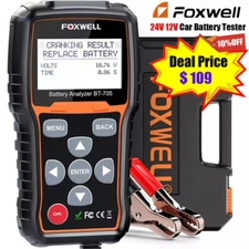 FOXWELL BT705 Truck Car 12/24V Battery Tetser Load Cranking Charging System Test