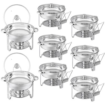8PCS Chafing Dish Buffet Set NSF Stainless Steel Round Chafers for Catering 5 Qt