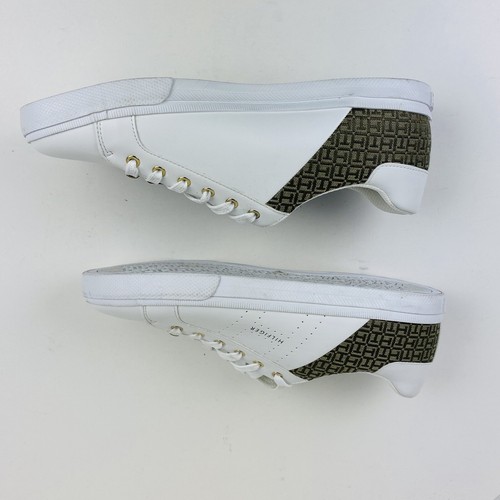 Scarpe Tommy Hilfiger donna 11 bianche con sneakers oro ecopelle stringate logo - Foto 6 di 7