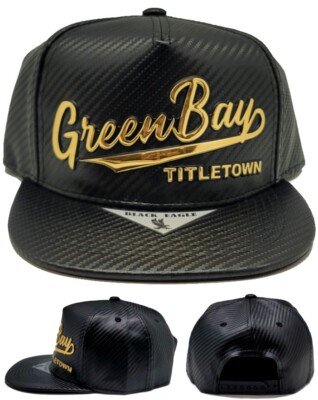 Green Bay New Black Eagle Packers Titletown LUX Black Gold Era Snapback Hat Cap