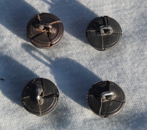 Vintage Leather Woven Buttons 12 Molded Dome Gray Metal Shank 9/16" = 15mm NEW - Picture 9 of 12