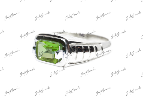 925 Sterling Silver 5x7 mm Octagon Perido Band For Men August Birthstone Ring - Picture 3 of 6