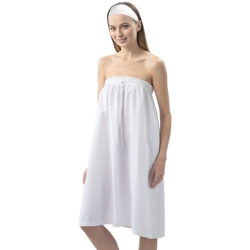 Waffle Spa Wrap for Women Lightweight Long Bath towel Robe Drawstring - AG03x1 - Picture 5 of 7