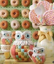 Mackenzie Childs Owl Cookie Jar -New - Hand P...