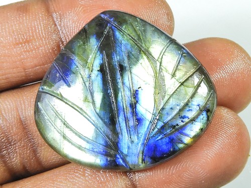 36X33MM Natural Labradorite Carving Pear Designer Loose Gemstone 78Cts. Z112 - Bild 2 von 9