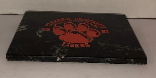 VTG 80s CLEMSON TIGERS 1981 National Football Champions MARBLE Display Plaque - Picture 4 of 12