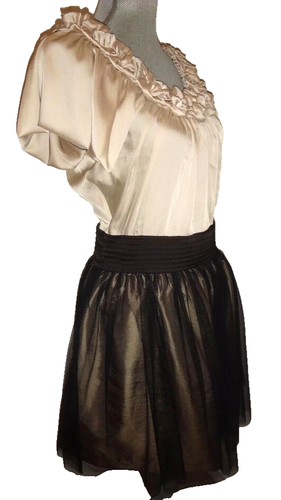 GABRIELLA ROCHA Floral Embellished Dress Ivory Black Gold Nylon Polyester Size L - Picture 4 of 9