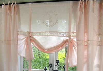 Raff Gardine CRYSTAL Lachs Rosa 140x120 Scheiben Rollo Shabby Land LillaBelle - Bild 1 von 4