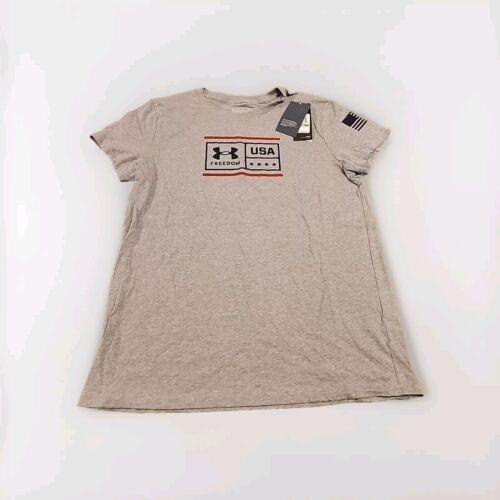 Under Armour Freedom USA Flag T-Shirt Women’s Large Gray