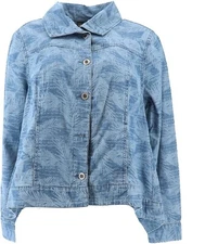 DG2 Diane Gilman SoftCell Denim Jacket Fashion Midtone Palm 1X NEW (939)