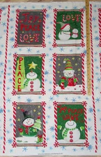 Joy Peace & Love Snowman Christmas Fabric In the Beginning Panel 23"  #1JHP