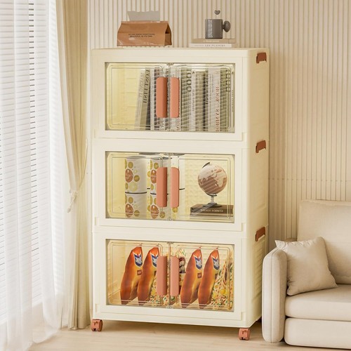 3 Packs Plastic Storage Cabinet with Doors Closet Organizers and Storage Drawers