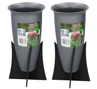 Set Of 2 Memorial Grave Vases On Stands Cemetery Crematorium