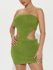 Fashion Nova IT Girl Mini Knit Tube Bodycon Sweater Dress NWT GREEN X-Large