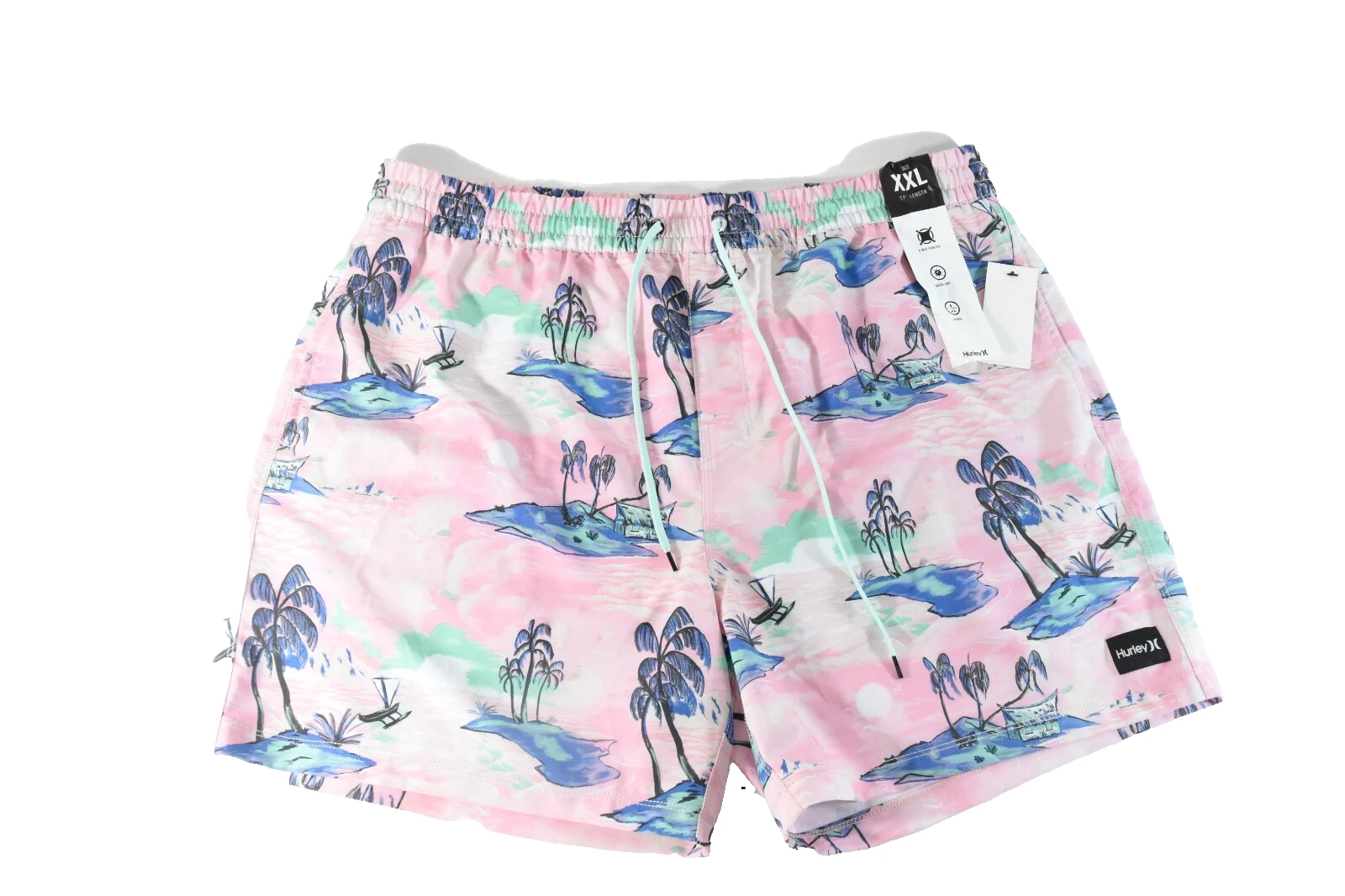 Hurley Mens Hybrid Shorts New XXL Stretch Casual 17" Length Quick dry Beach Pink