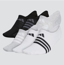 ADIDAS Aeroready Superlite Compression No Show Socks Size 5-10 Black/White/Gray