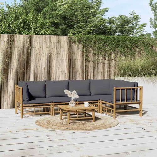 Bambus Garten Lounge Set mit Kissen Sofa Garnitur Sitzgruppe Gartenmöbel Balkon - Bild 11 von 36
