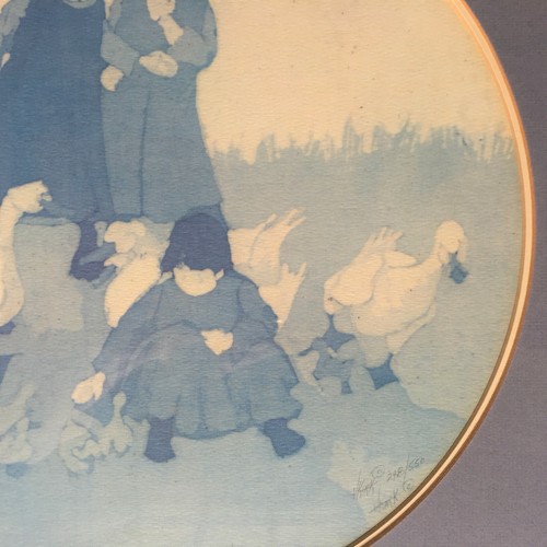 Amish Batik Watercolor, Girls & Ducks, VERA KIRK :Framed Matted 298/550 - Picture 4 of 8