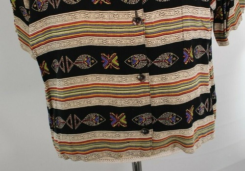 Camicia CHICOS donna tg 3 multicolore a righe manica corta bottoni davanti con pesce - Foto 5 di 8