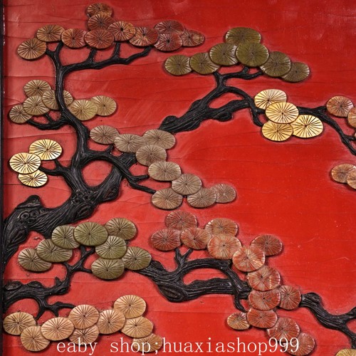 23.6" Old Chinese Dynasty Red Sandalwood Inlay Shoushan Stone Gilt Mirror Screen - Picture 12 of 12
