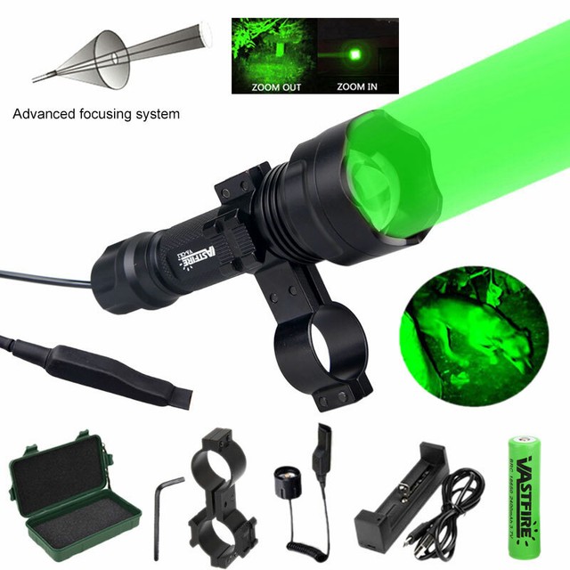 C8.2 Zoomable Green LED Coyote Hunting Light Predator Flashlight Hog