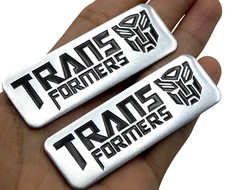 2x Metal Transformers Emblem Sticker Decal Optimus Prime Tailgate Badge 3" x 1"