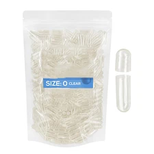 Size 0 Clear Empty Gelatin Pill Capsules Kosher Gel Caps Gluten Separated 1K/10K