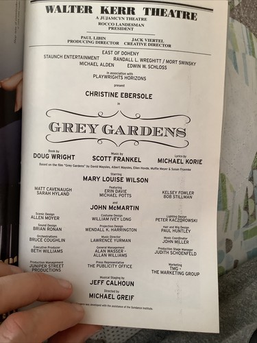 Playbill musical de Broadway Grey Gardens de Christine Ebersole Mary Louise Wilson - Imagen 5 de 7
