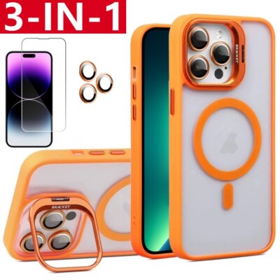 For iPhone 16 15 14 13 12 Pro Max Shockproof Case &Screen Protector & Camera Len
