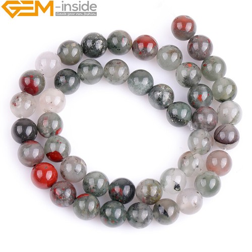Natural Grade AAA Gemstone African Blood Stone Round Beads For Jewellery Making - Picture 9 of 27