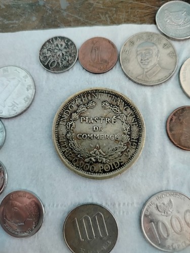 1897 FRENCH INDOCHINA 1 PIASTRE SILVER CROWN COIN VF VIETNAM LAOS CAMBODIA - Picture 2 of 2