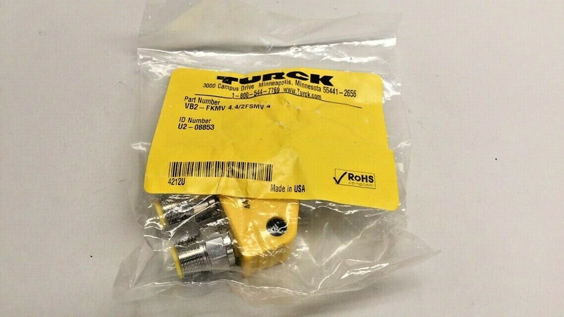 Turck U2-08853 Connector 2-Branch Splitter VB2-FKMV 4.4/2FSMV 4