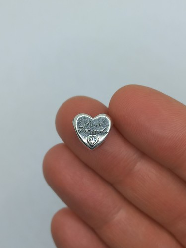 Authentic Pandora Best Friends Heart 791727CZ Charm Zirconia Retired 925 Silver - Foto 3 di 15